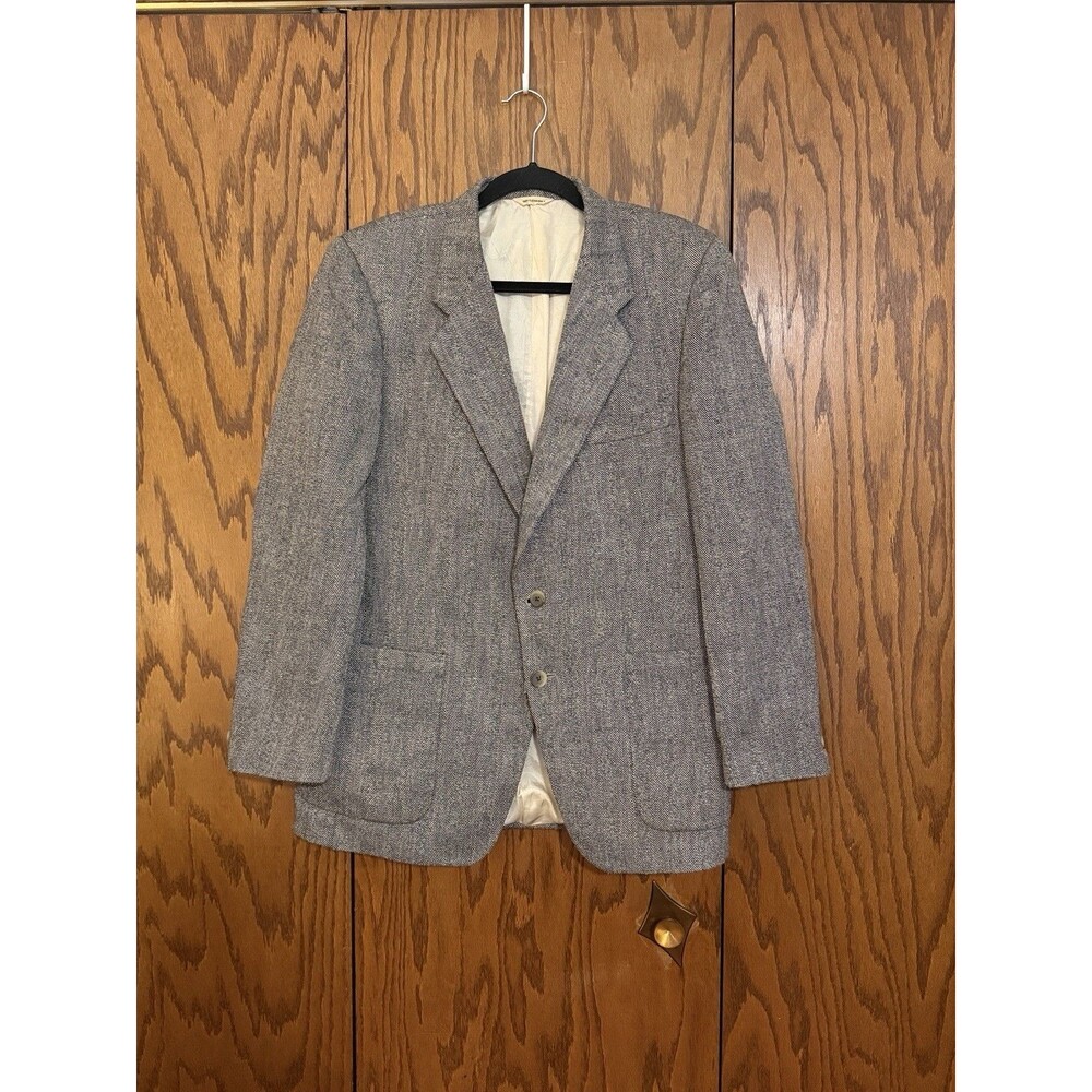 Vintage Givenchy Monsieur Wool Herringbone Blazer Mens 40R USA Tweed Jacket - Picture 1 of 11